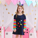 Little Girls Long Sleeve Cartoon Design Casual Dresses childrensterritory
