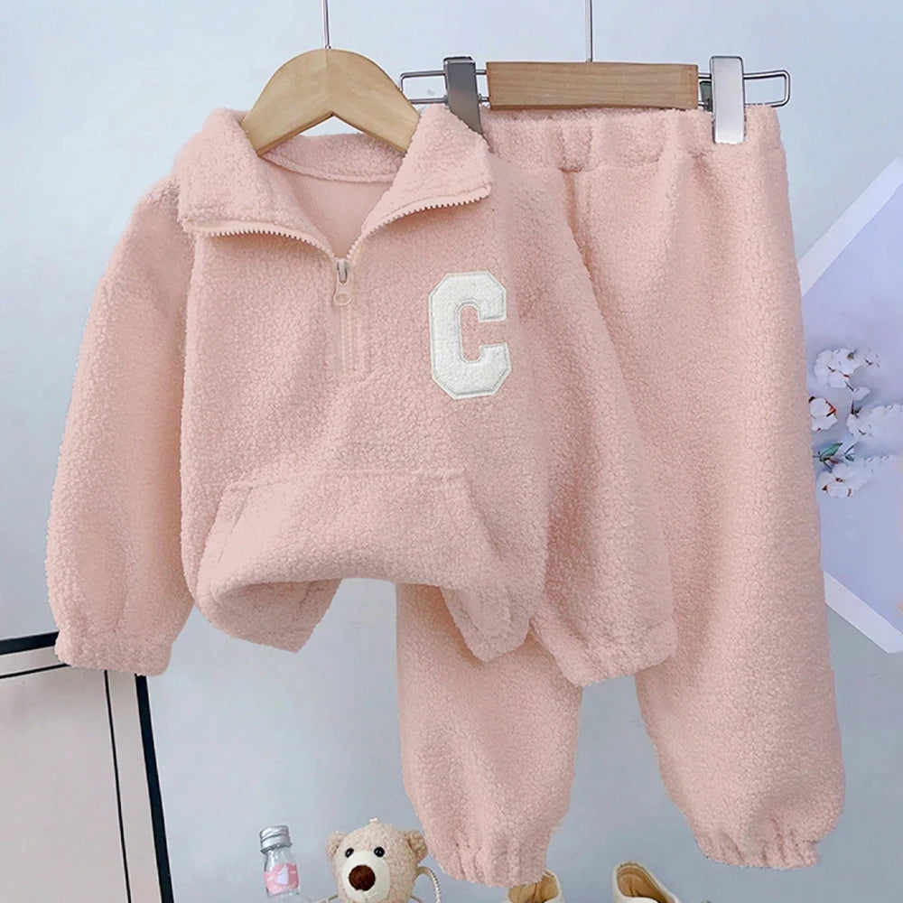 Kids’ Long-Sleeved Warm Casual Clothing Set