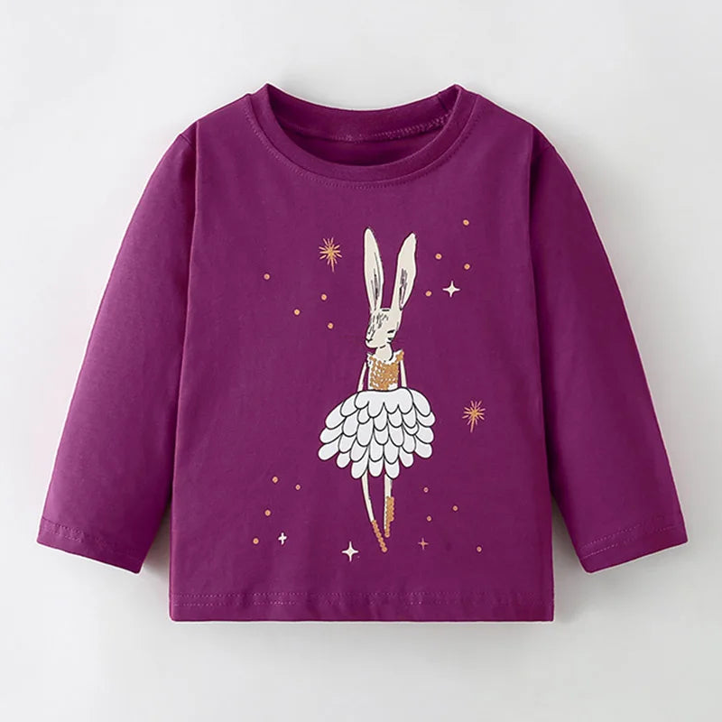 Full-Sleeve Cartoon Design Cotton T-Shirts For Girls