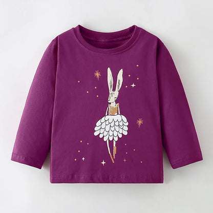 Full-Sleeve Cartoon Design Cotton T-Shirts For Girls childrensterritory