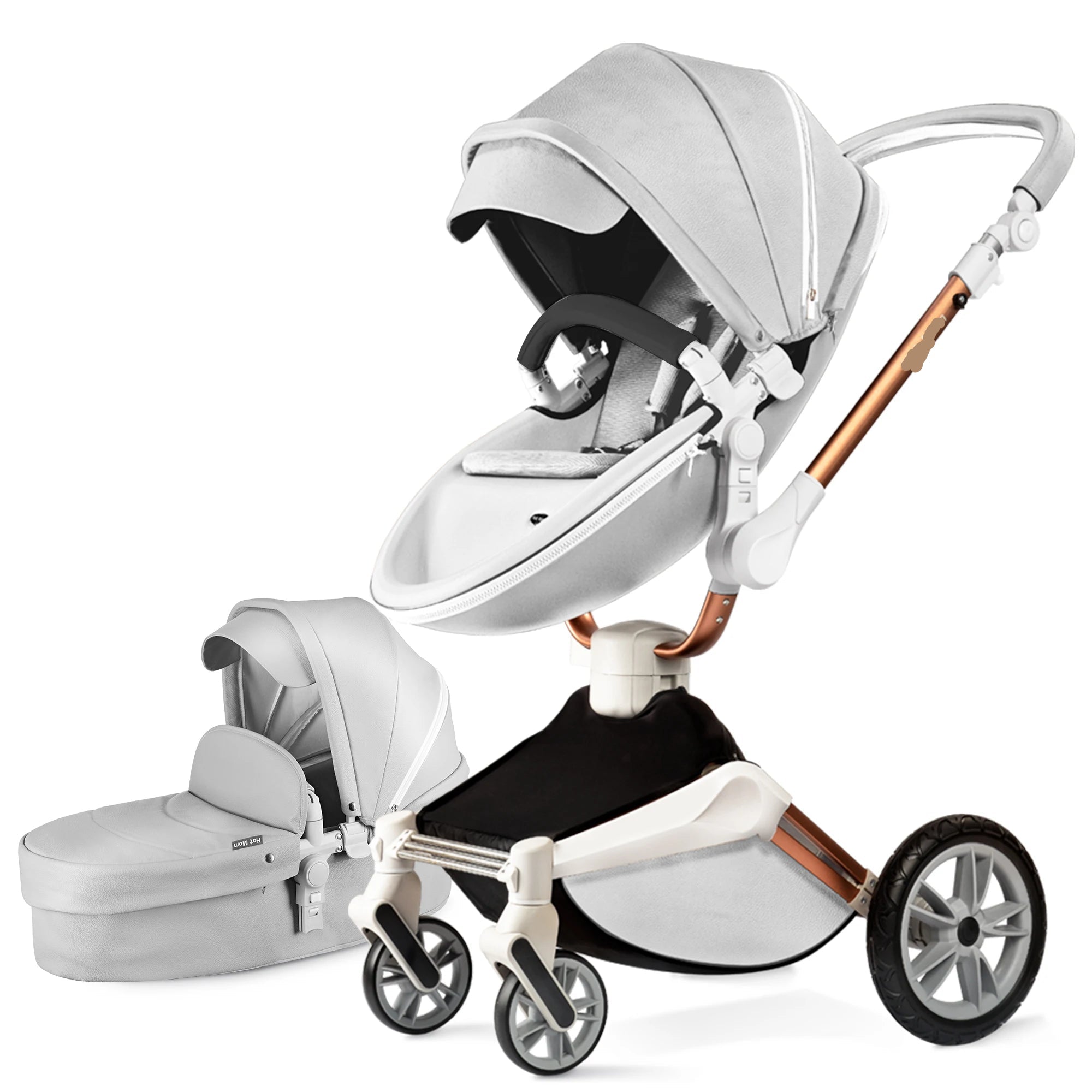 2 in 1 Rotateable, PU Leather Luxury Baby Stroller childrensterritory