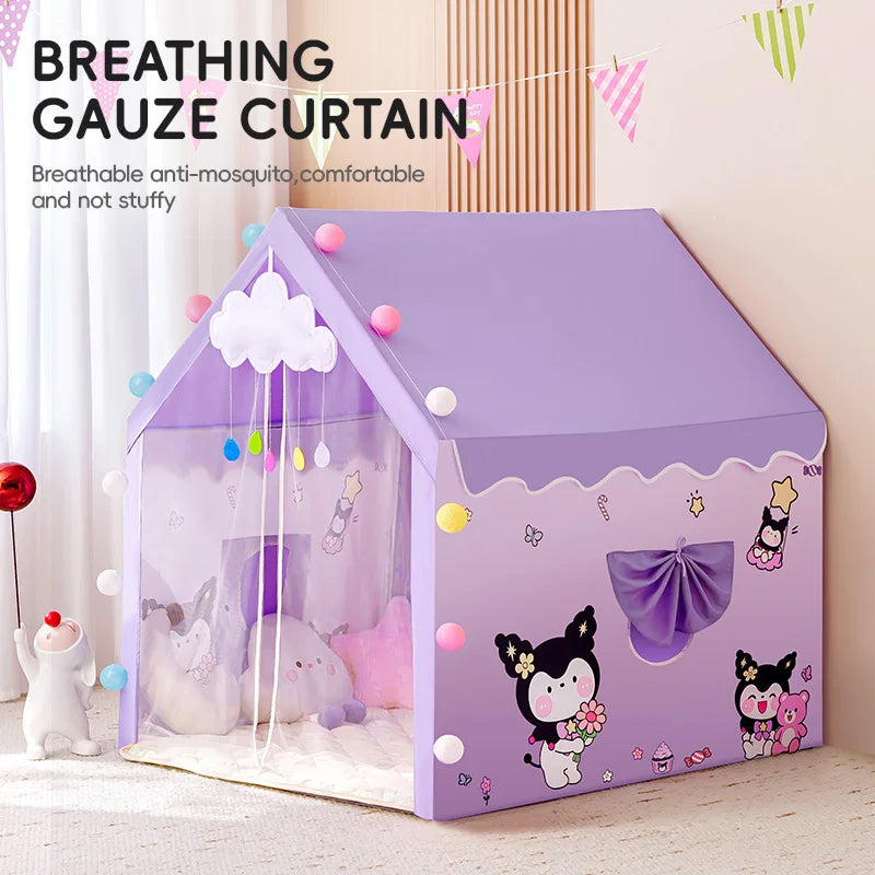 Kids Large Indoor Play Tent w/ Cotton Mat &amp; Longer Curtain