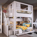 Multifunctional Kids Bunk Bed with Safety Fence and Storage childrensterritory