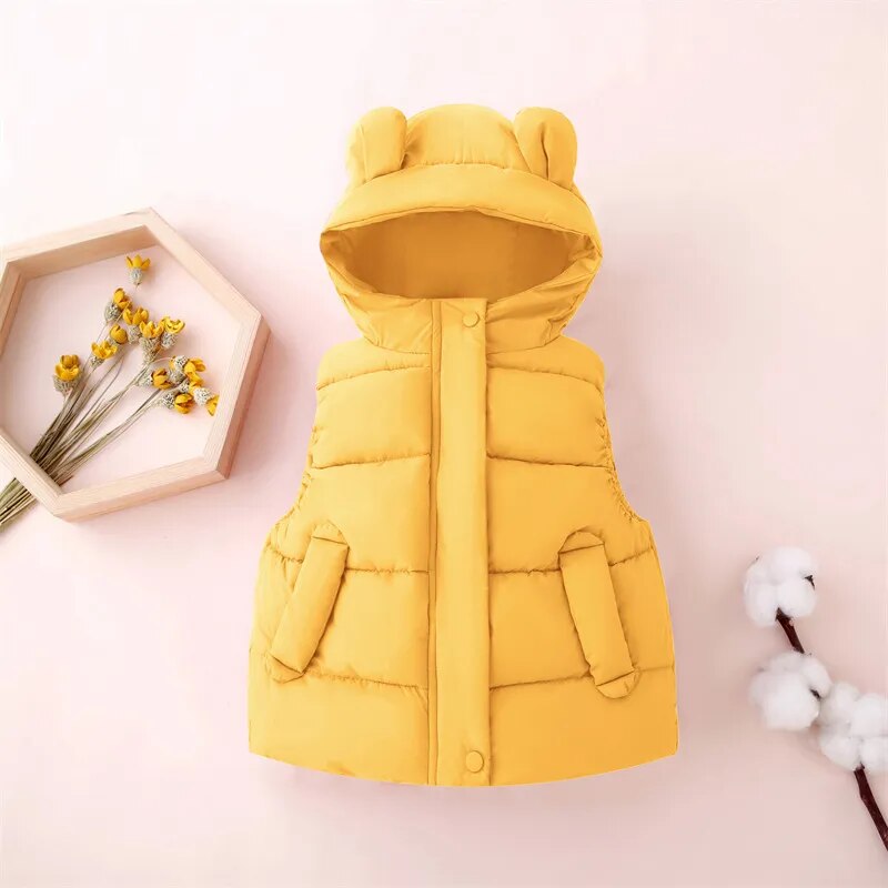 Kids Cotton Padded Hooded Sleeveless Waistcoats childrensterritory