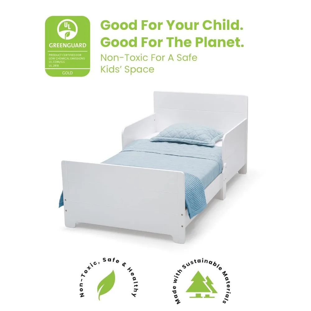 Portable Kids Wooden Bed with Guardrails