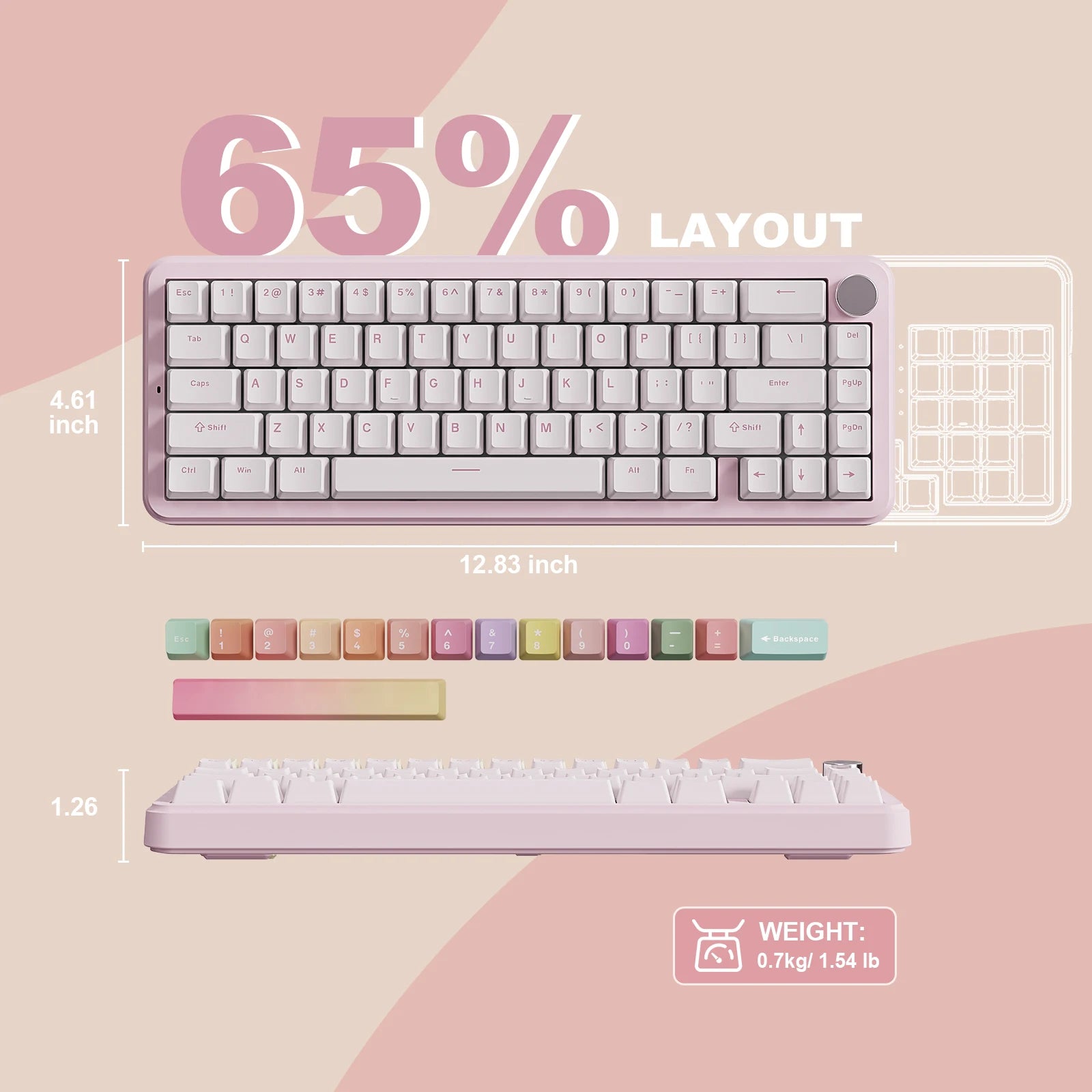 Tri-Mode Hot Swappable Wireless Gaming Keyboard for Win/Mac