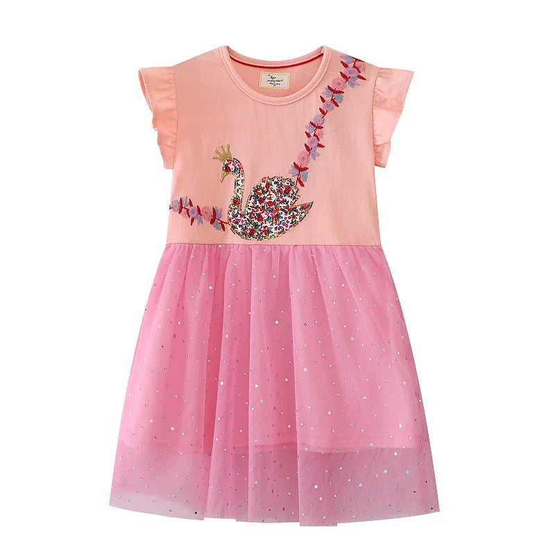 Kids Girls Flowers Embroidered Summer Cotton Dress