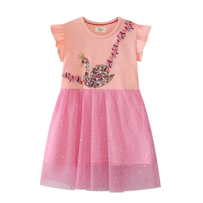 Kids Girls Flowers Embroidered Summer Cotton Dress