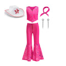 Kids Girls Starry Vest Top Pants Scarf Barbie Costume for Halloween