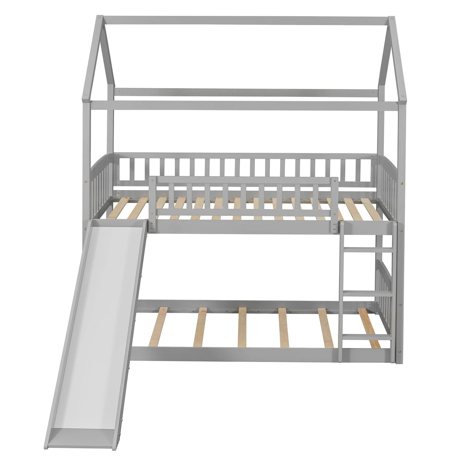 Slide-equipped Twin Over Twin Bunk Bed for Kids Bedroom childrensterritory