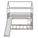 Slide-equipped Twin Over Twin Bunk Bed for Kids Bedroom childrensterritory