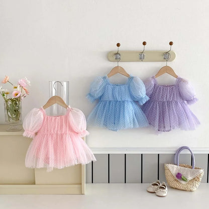 Baby Girl Dots Print Princess Tulle Romper Dresses for Summer