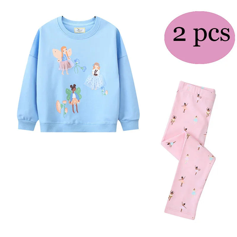 Various Cartoon Print Kids Girls 2 Pcs Clothing Sets