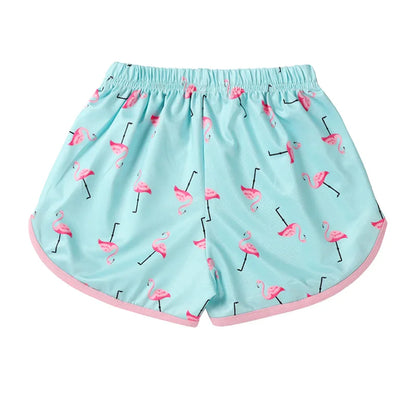 Kids Girls Cartoon Animal Print T-shirts Shorts Pajamas Set childrensterritory