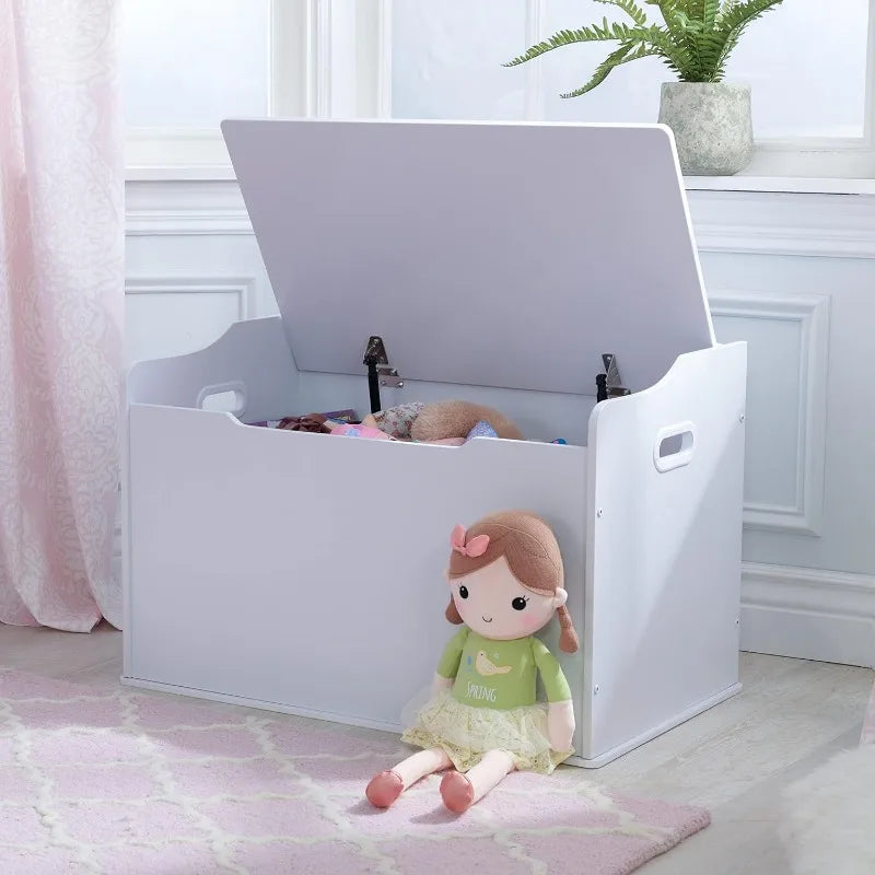 Toy Box/Bench Made of Wood With a Safety Hinged Lid childrensterritory