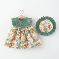 Baby Girls Cute Sleeveless 2 Pieces Stripe Pattren Dress Set childrensterritory