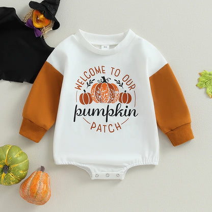 Baby Girl/Boy Letters Pumpkin Print Halloween Bodysuit