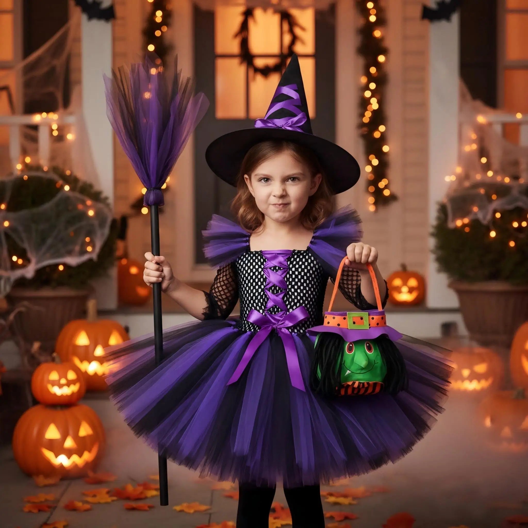 Kids Girls Carnival Vestidos Clothing Set Bag Hat for Halloween