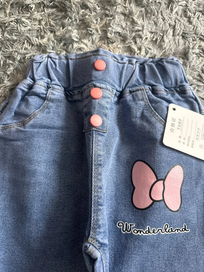 Kids Girls Cartoon Design Denim Trousers childrensterritory