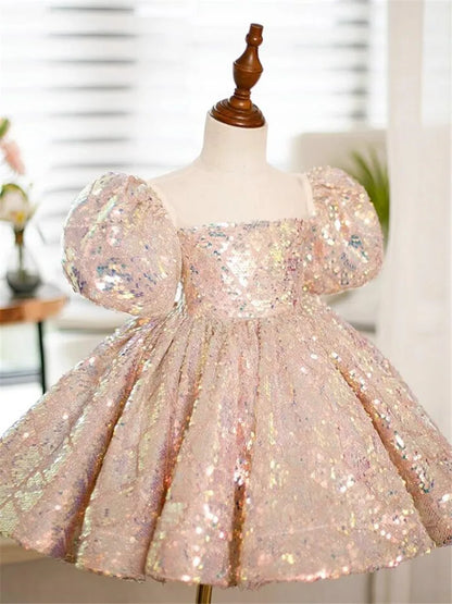 Baby/Kids Girls Glitter Sequin Short Communion Dress childrensterritory