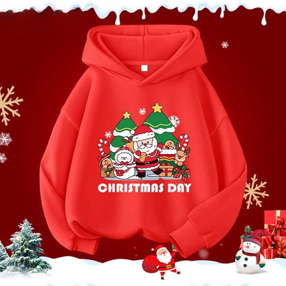 Kids’ Long-Sleeve Christmas-Print Hoodie Sweater
