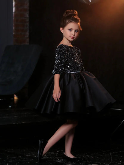Baby/Kids Girls Glitter Black Princess Birthday Dress