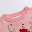 Reindeer Print Long-Sleeved Knitted Sweater for Girls childrensterritory