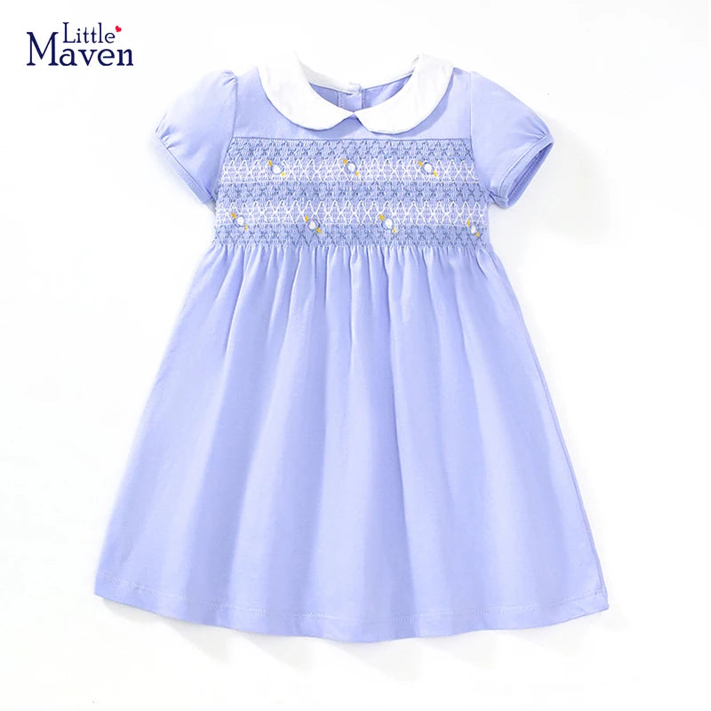 Flowers Embroidery Design Casual Summer Dresses childrensterritory