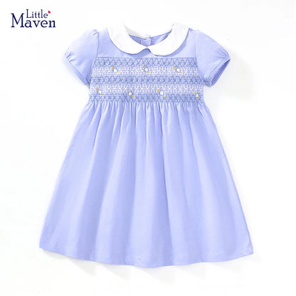 Flowers Embroidery Design Casual Summer Dresses childrensterritory