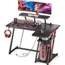 L-shaped Gaming Table with LED Lights and Storage Shelf childrensterritory