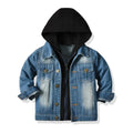 Kids Boys Loose Denim Hooded Jacket for Autumn & Winter childrensterritory