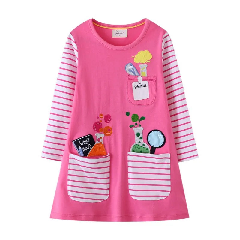 Kids Girls Cartoon Animal Design Princess Dress for Autumn childrensterritory