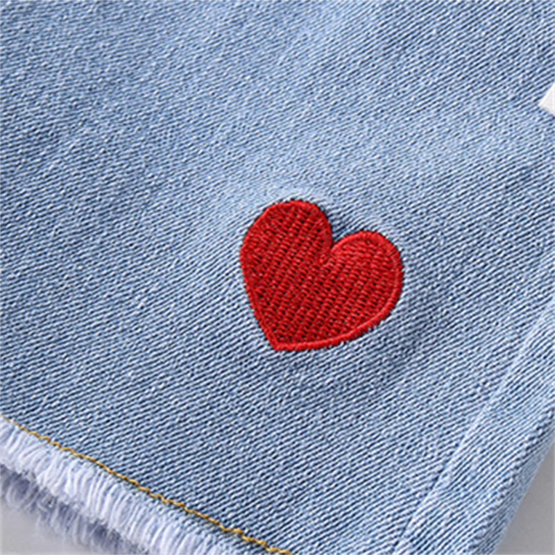 Red Heart Design Little Girls Casual Denim Shorts childrensterritory