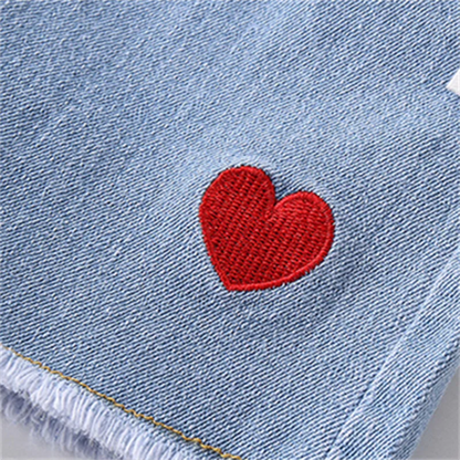 Red Heart Design Little Girls Casual Denim Shorts childrensterritory