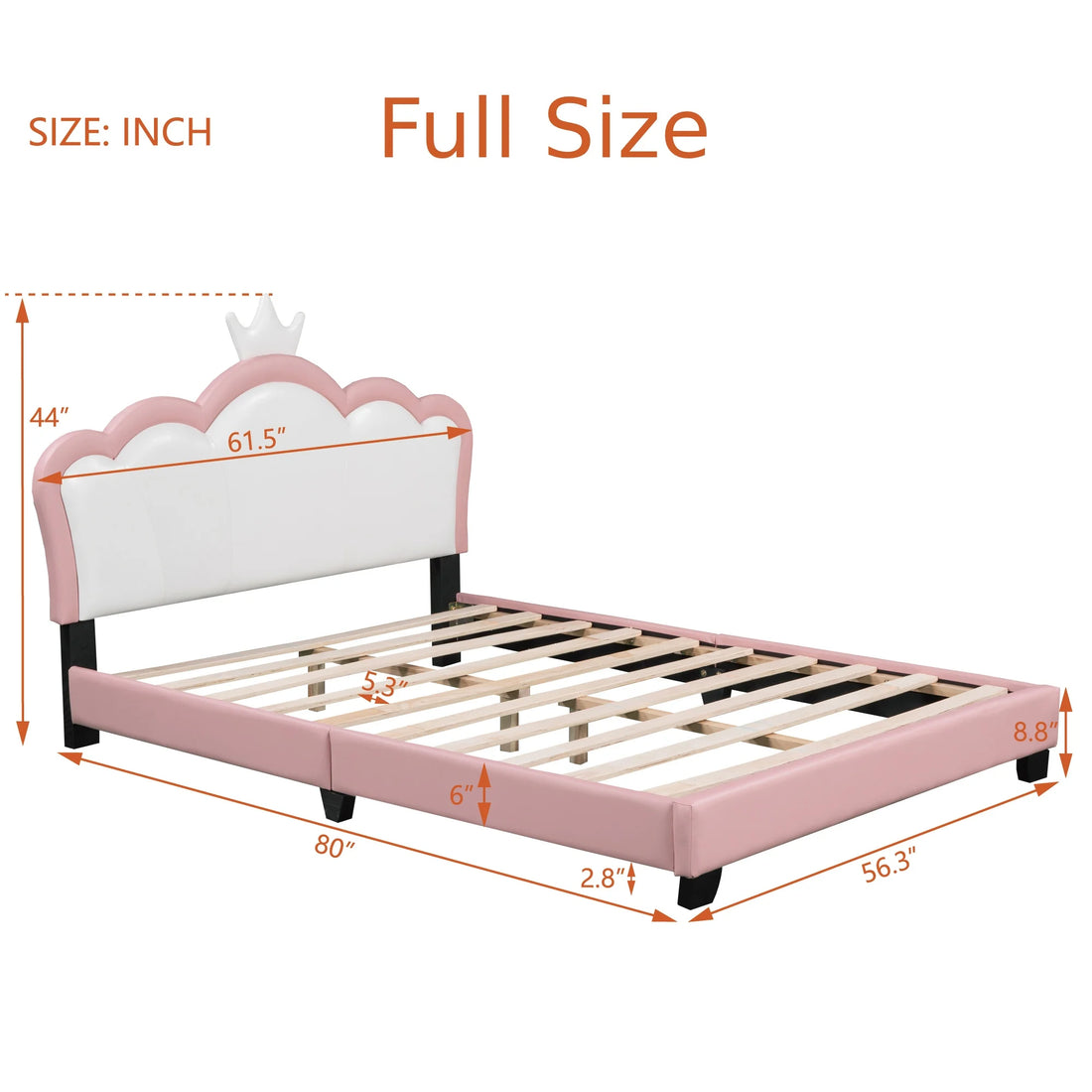 Low Floor Princess Bed Frame with Soft Headboard