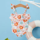 Kids/Baby Girls Floral Sleeveless Ruffle Swim Suit childrensterritory