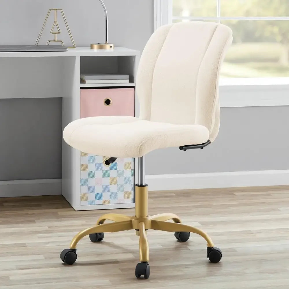 Adaptable Armless Office Chair with Cushioned Seat and Back childrensterritory