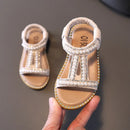 Elegant Pearl Rhinestone Party Princess Sandals for Little Girls
