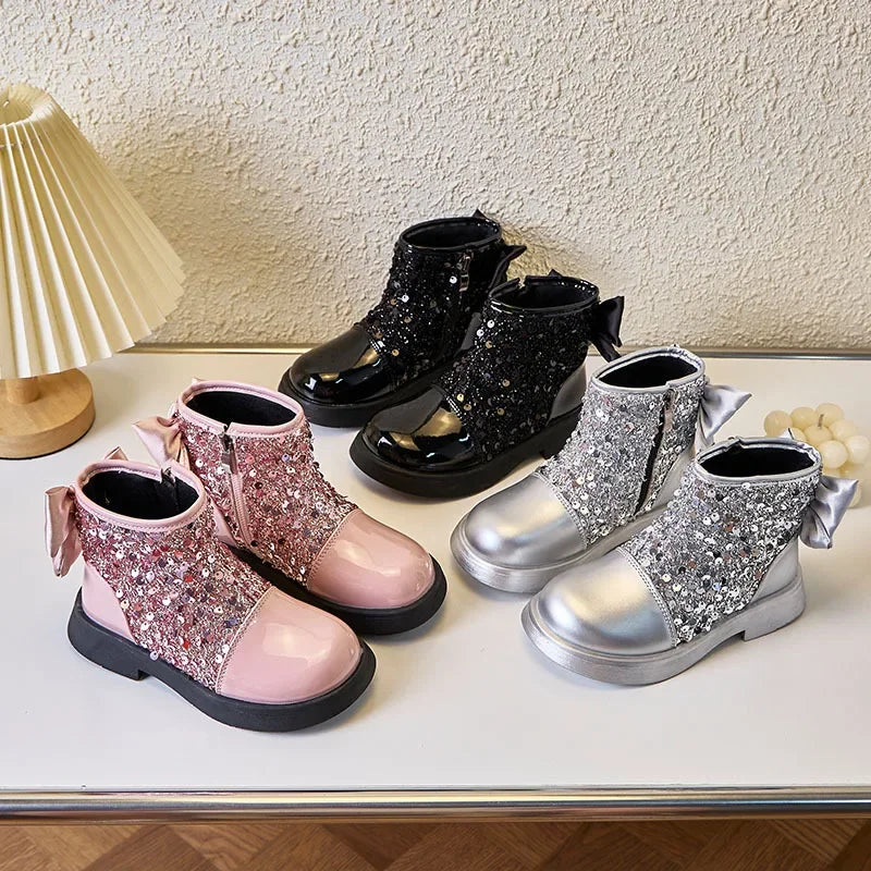Girls Glittering Fashion Warm Zipper Boots childrensterritory