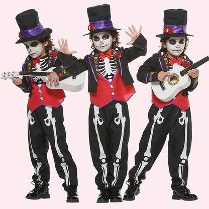 Kids Skeleton Roses Clothing Suit with Hat Scary Style childrensterritory