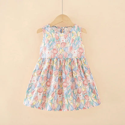 Kids Girls Cartoon Pattern Summer Party Dresses