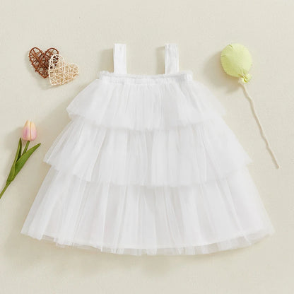 3D Plush Heart Design Layered Tulle Dress for Girls childrensterritory