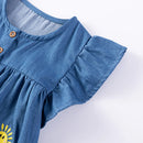 Cartoon Embroidered Little Girls Summer Cotton Dresses childrensterritory