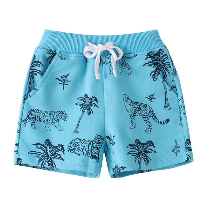 Kids Boys Jungle Theme Print Cotton Short Pants for Summer
