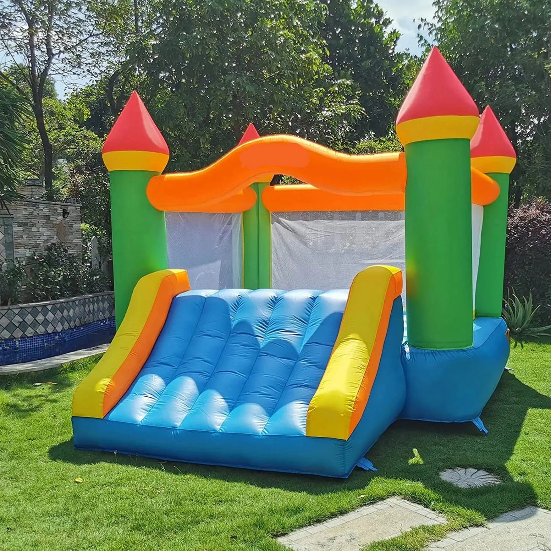 12*9*8ft Inflatable Bounce House With Slide For Kids childrensterritory