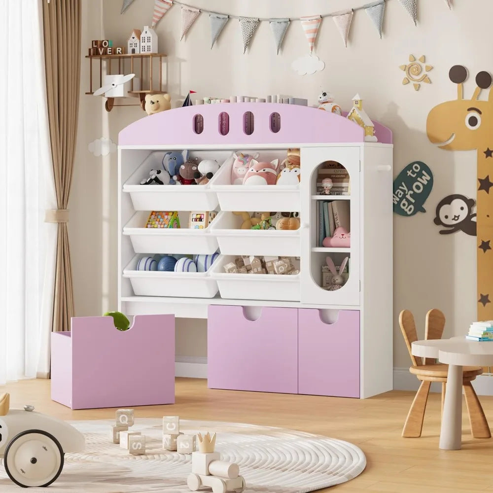Big Toy Organizer with Six Toy Bins and Three Drawers