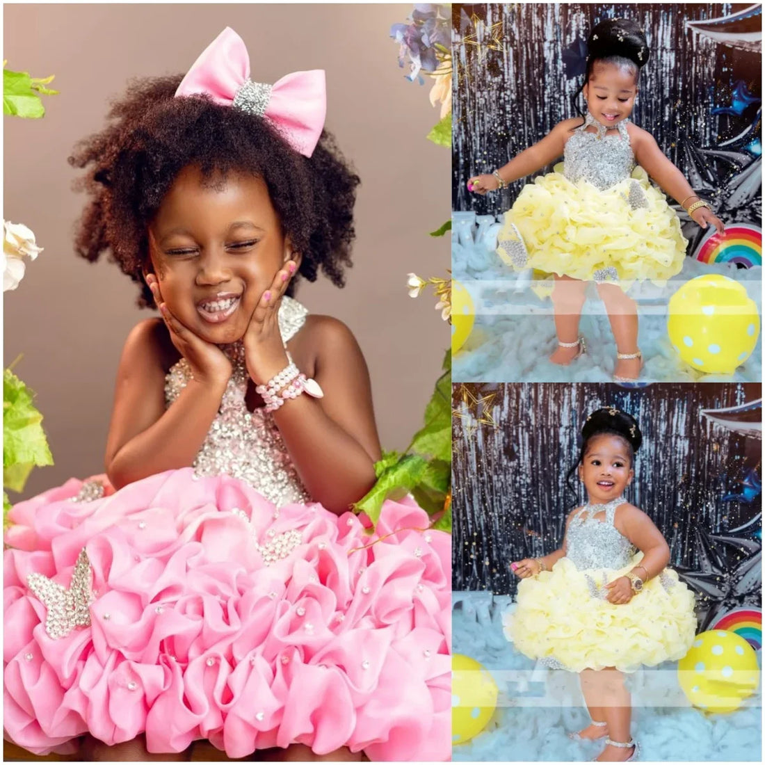 Sleeveless Flower Design Birthday Party Dresses childrensterritory