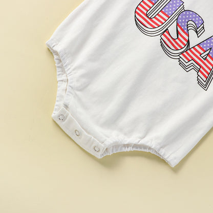 4th of July Letter Print Baby Bodysuit Set childrensterritory