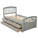 A Twin-Sized Wooden Platform Bed with Six Drawers for Storage childrensterritory