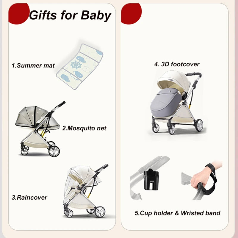 High Landscape Luxury Baby Stroller with Egg-Shaped Seat childrensterritory